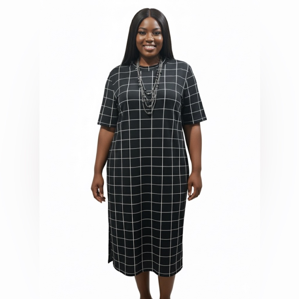 Black and White Grid Pattern Dress